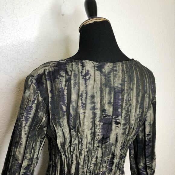 Babette San Francisco gray taupe black metallic twisted front top size Small - Picture 11 of 14